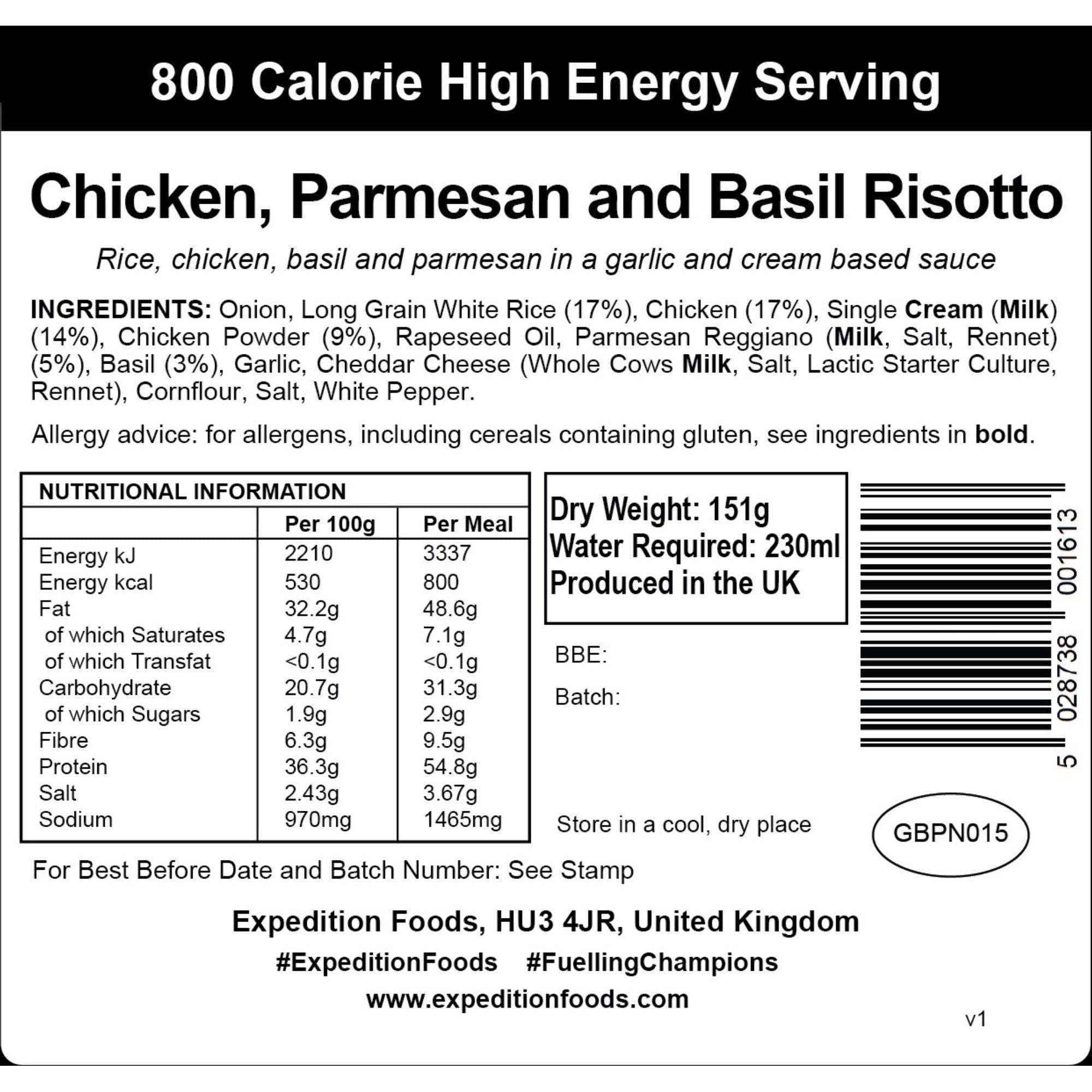 Expedition Foods Chicken, Parmesan & Basil MRK 137