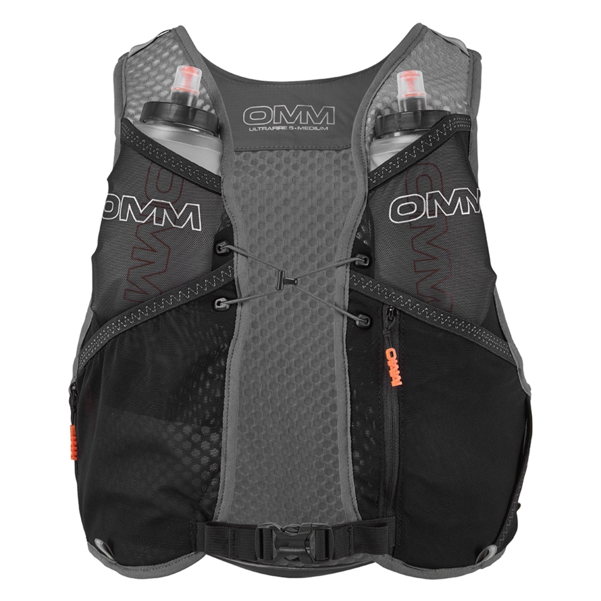 OMM UltraFire 5 Vest + 2 x 350ml Flexi Flasks Grey